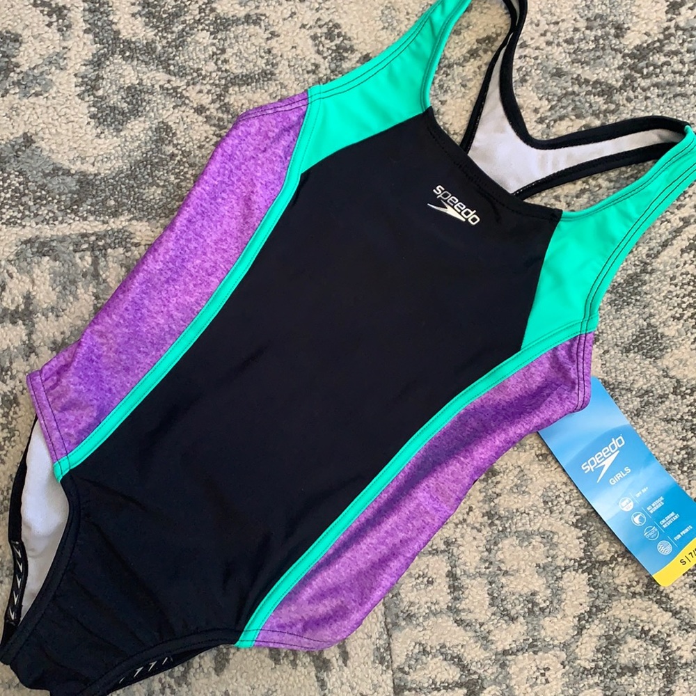 Speedo Girls Swimsuit UPF 50+ Small NWT